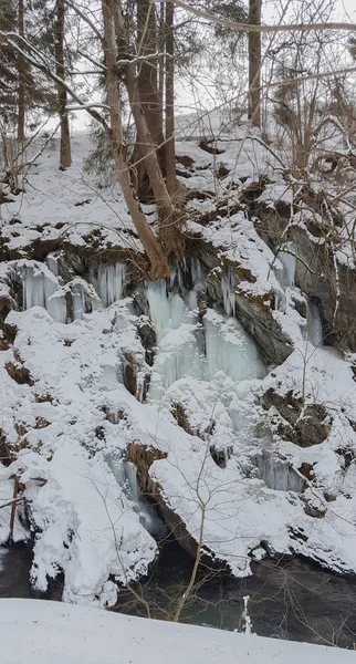 Icicles Una Cascada Zona Esquí Kaprun — Foto de Stock