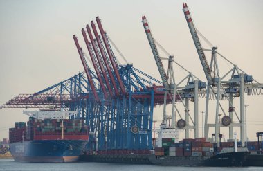Elbe üzerinde Hamburg Konteyner terminali Tollerort Limanı
