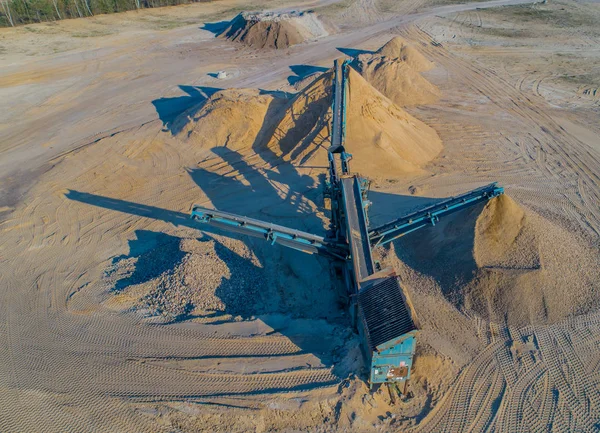 Pedreira Cascalho Poço Cascalho Durante Voo Drone — Fotografia de Stock