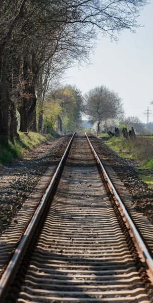 Uzun Demiryolu Yolu Ufka Doğru Uzanıyor — Stok fotoğraf