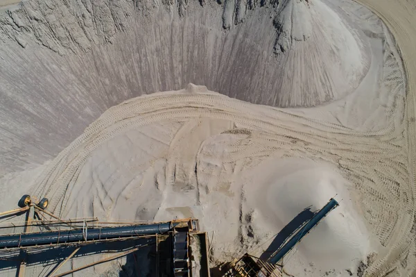 Aprókavicsos Kőbányában Drone Repülés Közben — Stock Fotó