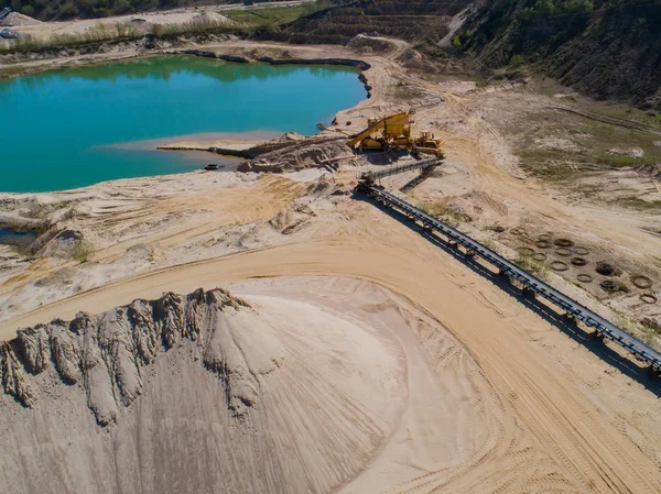 Pedreira Cascalho Poço Cascalho Durante Voo Drone — Fotografia de Stock