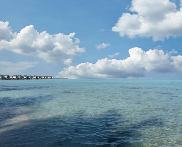 Biały Piasek Turkusowe Wody Plaży Oceanu Indyjskiego Malediwach — Zdjęcie stockowe