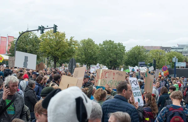 Climate Protection Demonstration Hamburg City Center Jungfernstieg 50000 People — Stock Photo, Image