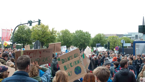 Climate Protection Demonstration Hamburg City Center Jungfernstieg 50000 People — Stock Photo, Image