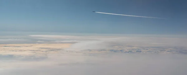 Aerial view of cloud fields above the clouds