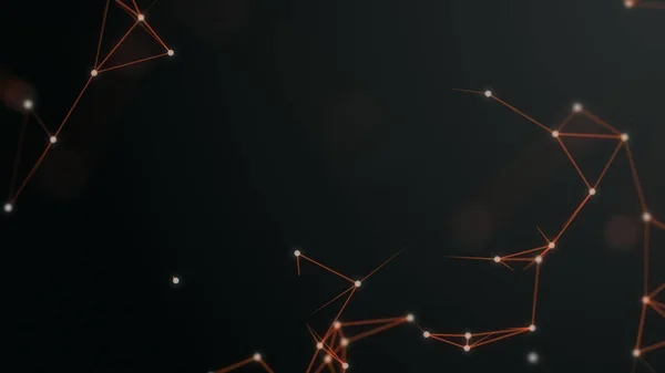 3D maken plexus als achtergrond. Technologie en verbinding thema. Bright dots zijn verbonden met rode lijnen. — Stockfoto