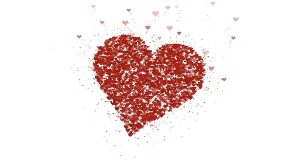 Червоне серце ізольовано на білому тлі. Накопичення маленьких сердець створює одне велике серце . — стокове фото