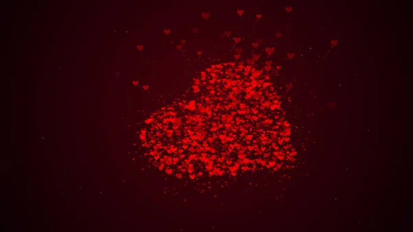 Kırmızı kalp Burgundy arka planda izole edilir. Küçük kalplerin birikimi büyük bir kalp oluşturur. Yalancı kalp daha az kalp emici. — Stok fotoğraf