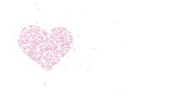 Cuore rosa sfocato è isolato su sfondo bianco. L'accumulo di piccoli cuori crea un unico grande cuore. Assegnazione sinistra. Copia spazio . — Foto Stock