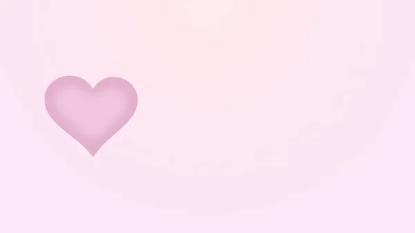 Rosa hjärta är isolerat på ljusrosa bakgrund. Ett stort, helt hjärta. Vänsterallokering. Kopiera utrymme. — Stockfoto