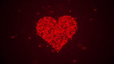 Kırmızı kalp Burgundy arka planda izole edilir. Küçük kalplerin birikimi büyük bir kalp oluşturur. Bütün kalp yakınlaştırılıyor. Kapat şunu. Boşluk Kopyala.