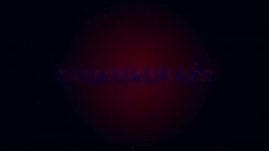 Happy Valentines Day Little kalpler kıvılcım ile karanlık arka plan üzerinde. Kavramsal backgroud. Görünen ve kaybolan harfler. Yakınlaştırma. Eylem. Animasyon. 3d. 4k.