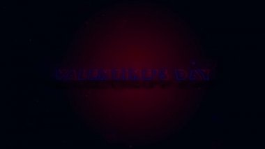 Mutlu sevgililer günü küçük kalpler kıvılcımlarla karanlık arka planda. Kavramsal backgroud. Yazı görünüyor. Arka planda. Yakınlaştırma. Eylem. Animasyon. 3B. 4k.