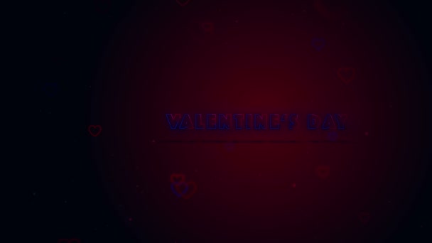 Feliz Día de San Valentín Pequeños corazones están en un fondo oscuro con chispas. Fondos conceptuales. Apareciendo y girando letras. Acercamiento. Correcta asignación. Acción. Animación. 3D. 4K . — Vídeos de Stock