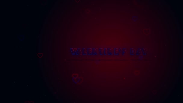 Boldog Valentin-nap kis szívek a sötét háttér szikra. Fogalmi backgroud. Feltűnik és fordítás betűk. Nagyítás. Jobb kiosztást. Akció. Animáció. 3D. 4k. — Stock videók