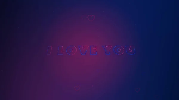 Eu amo-te. Os corações pequenos estão no fundo azul manchado cor-de-rosa com faíscas. Enquadramento conceptual . — Fotografia de Stock