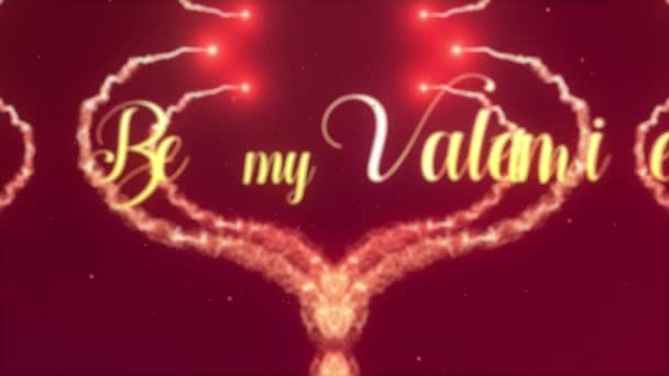 Be my Valentite Love confession. Valentines Day heart made of red wine splash is appearing. Then the heart is dispersing. Isolated on red background. Share love. Action. Animation. 4K. — Stock Video