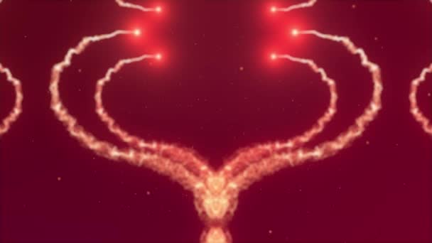 美しい炎赤いハートが現れます。そして心臓が分散しています。バレンタインの日の心臓は赤の背景に分離赤ワインスプラッシュで作られています。愛を分かち合う。アクション。アニメーション。4k. — ストック動画