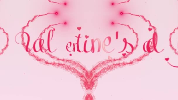 Появляется сердце ко Дню Святого Валентина из розового всплеска. Тогда сердце рассеивается. Изолированный на светло-розовом фоне. Будь моей валентинкой, поделись любовью. Начали. Анимация. 4K . — стоковое видео