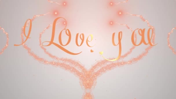 Ich liebe dich für die Beichte. Valentinstag Herz aus orangefarbenem Spritzer erscheint. dann zerstreut sich das Herz. isoliert auf weißem Hintergrund. Liebe teilen. Aktion. Animation. 4k. — Stockvideo