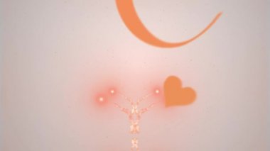 Güzel alev kırmızı kalp görünüyor. Sonra harfler görünür. Kalp dağılma. Sevgililer günü kalp kırmızı şarap sıçrama yapılmış beyaz arka planda izole. Eylem. Animasyon. 4k.