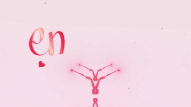 Sevgililer günü kalp pembe sıçrama yapılmış görünüyor. Sonra da yazı geliyor. Kalp dağılma. Açık pembe arka planda izole edilmiştir. Benim Sevgililer Paylaş aşkı ol. Eylem. Animasyon. 4k.