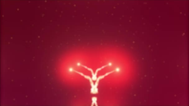 Valentines Day heart made of golden splash is appearing. Then the heart is dispersing. Blurred beginning. Isolated on wine red background. Forever together Share love. Action. Animation. 4K. — Stock Video