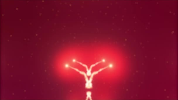 Liebesgeständnis. Valentinstag Herz aus Rotweinspritzer erscheint. verschwommener Beginn. dann zerstreut sich das Herz. isoliert auf rotem Hintergrund. Aktion. Animation. 4k. — Stockvideo