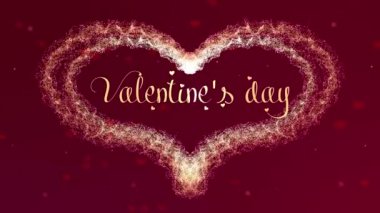 Sevgililer günü aşk itirafı. Sevgililer günü kalp kırmızı şarap sıçrama yapılmış görünüyor. Sonra kalp dağılma. Kırmızı arka planda izole edilmiştir. Eylem. Animasyon. 4k.