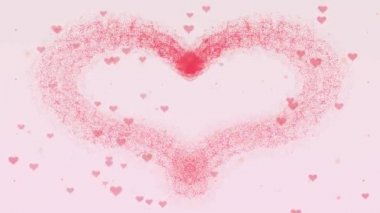 Güzel alev Pembe kalp görünüyor. Sonra kalp dağılma. Sevgililer günü kalbi açık pembe arka planda izole pembe sıçrama yapılmış. Aşkı Paylaş. Eylem. Animasyon. 4k.