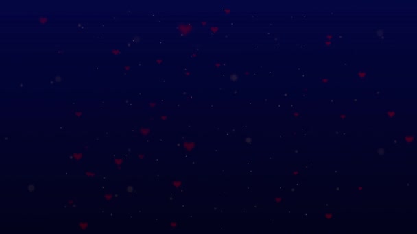 Precioso fondo con corazones rojos para el Día de San Valentín. Backgrop azul. Acercar. Acción. Animación. 4K . — Vídeos de Stock
