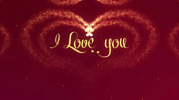 I love you Love confession. Valentines Day heart made of red wine splash isolated on red background. Share love. — Stock Photo, Image