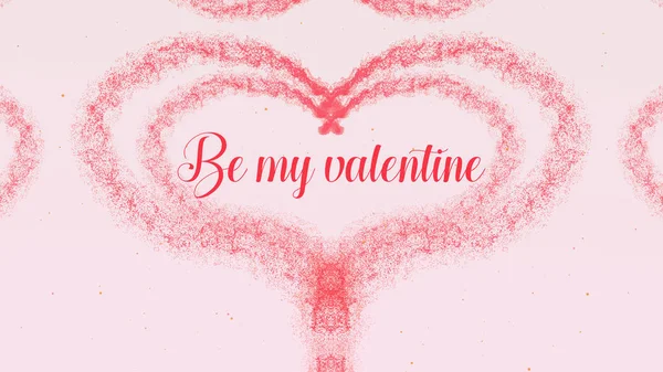 Bądź moim Valentine Love spowiedzi. Walentynki serce wykonane z pozować różowy Splash izolowane na jasnym różowym tle. Podziel się miłością. — Zdjęcie stockowe