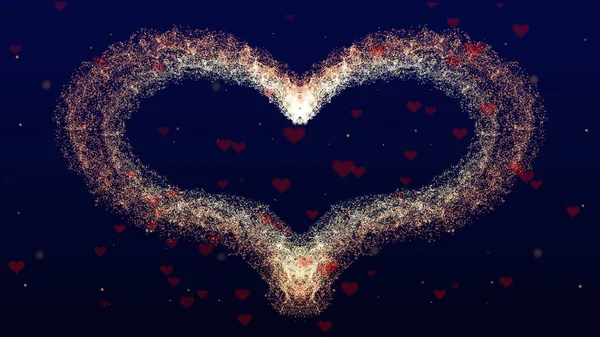Любовний фон з червоним серцем на день Святого Валентина. Глибокий синій backgrop. Фокус на серце. — стокове фото