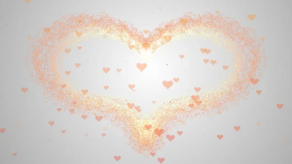 Fundo de amor com coração vermelho para o Dia dos Namorados. Costas largas. O foco está no coração laranja . — Fotografia de Stock