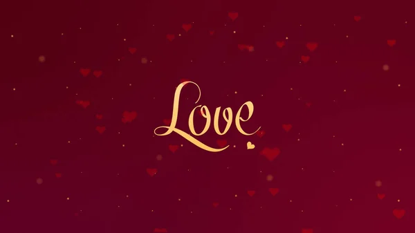 I love you Love confession. Valentines Day lettering is isolated on red background, which is bedecked with little cute red hearts. Share love. — Stock Photo, Image