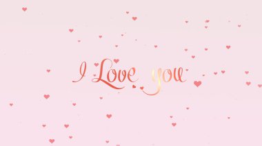 Sevgililer günü yazısı. Sevgililer günü için pembe küçük sevimli kalpler ile arka plan aşk. Açık pembe backgrop. Gül pembe yazıt.