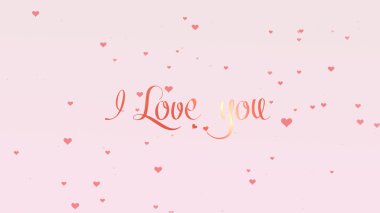 Sevgililer günü yazısı. Sevgililer günü için pembe küçük sevimli kalpler ile arka plan aşk. Açık pembe backgrop. Gül pembe yazıt.