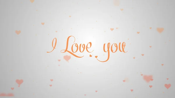 Te amo Amar la confesión. Las letras naranjas están aisladas sobre un fondo blanco, que está adornado con pequeños corazones rosados. Compartir el amor . —  Fotos de Stock