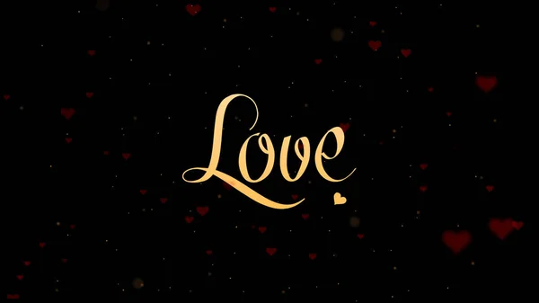 I love you Love confession. Valentines Day inscription, isolated on black background, which is bedecked with little cute red hearts. Share love. — Stock Photo, Image