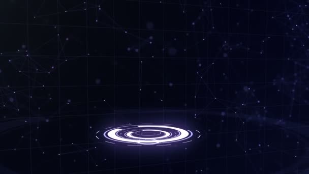 Abstract background. Glowing circles. Bright violet, purple spiral. Space tunnel. Copy space. Close up. 3D. Lower allocation. Animation. action. 4K. — Stock Video