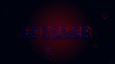Sonsuza dek birlikte. Küçük kalpler kıvılcımlar ile karanlık karışık arka planda bulunmaktadır. Kavramsal Neon backgroud.