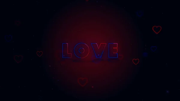 Love is in the air. Little hearts are on dark background with sparks. Conceptual backgroud. Close up. — Stock Photo, Image