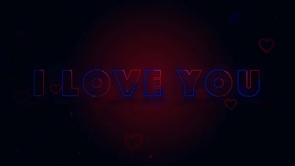 I Love You. Little hearts are on dark background with sparks. Conceptual backgroud. Close up. — Stock Photo, Image