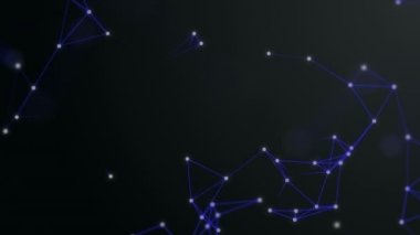 3d render pleksus arka plan. Teknoloji ve bağlantı teması. Parlak nokta tekno mavi çizgiler ile bağlantılıdır. Eylem. Animasyon. 4k.