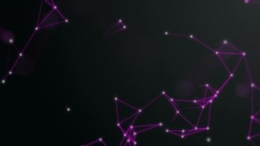3d render pleksus arka plan. Teknoloji ve bağlantı teması. Parlak noktamen çizgileri ile bağlantılıdır. Eylem. Animasyon. 4k.