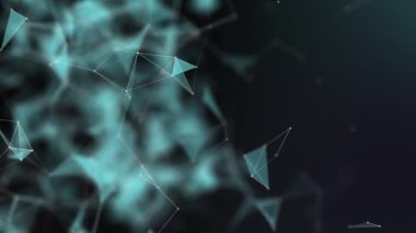 Soyut parçacık. Karışıklık ağı. Fütüristik pleksus dizi büyük veri, 3d render. Duman taklidi. Eylem. Animasyon. 4k.