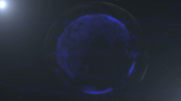 Esfera abstracta. Lunares azul marino conectados con líneas. Interfaz de globalización. Esfera recortada. La mitad superior de una esfera. Patadas en movimiento. 4K . — Vídeo de stock
