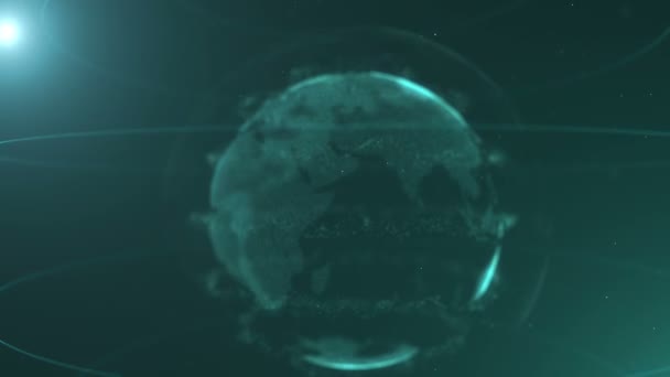 Sphère abstraite. Points bleus azur connectés avec des lignes. Interface de mondialisation. Boule de culture. La moitié supérieure d'une sphère. Flics en mouvement. 4K . — Video